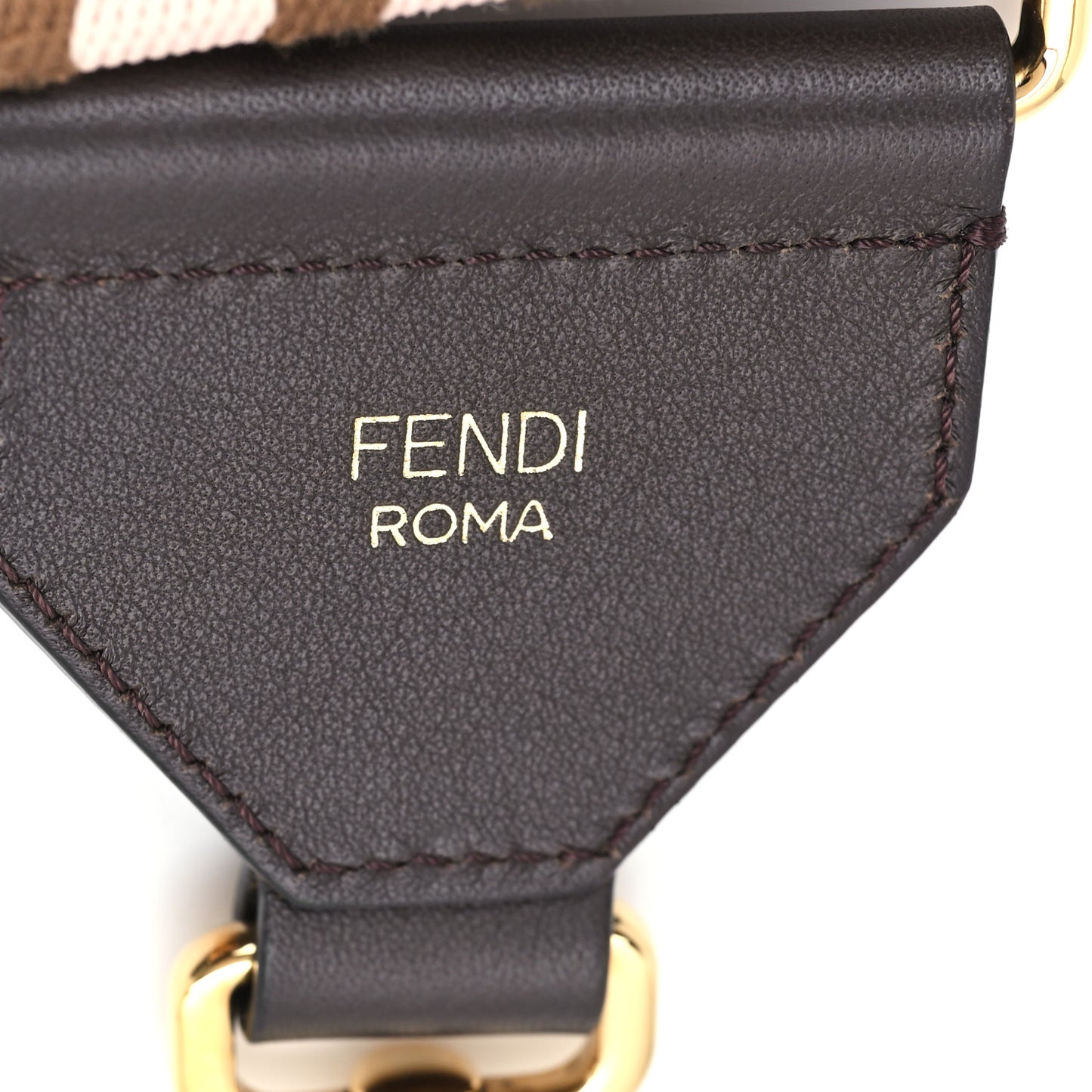 Ribbon Vitello Century FF 1974 Embroidered Adjustable Strap You Fango Rosa Confetto Chocolate