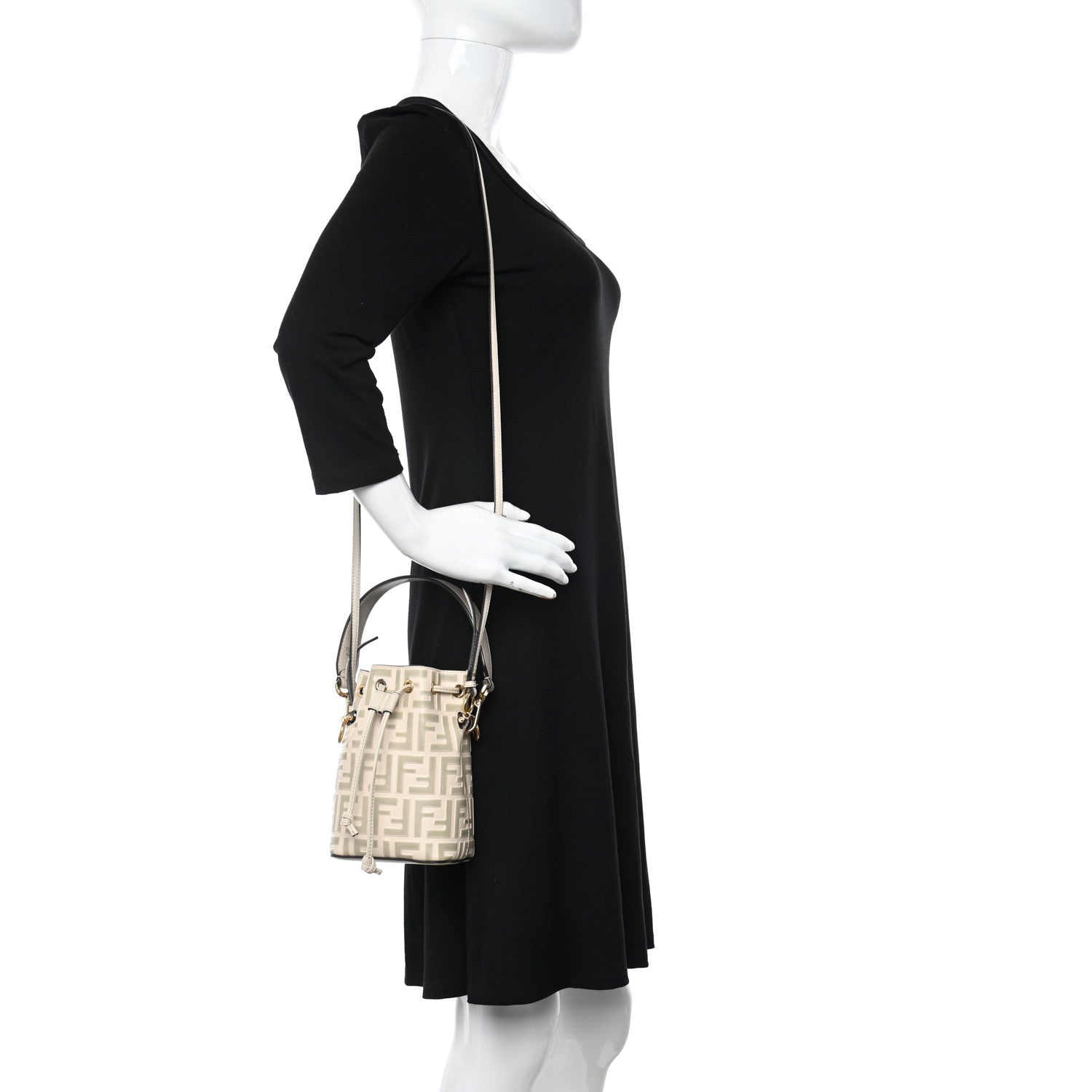 Fendi Vitello Liberty F is Fendi Bi-Color FF 1974 Embossed Mini Mon Tresor Bucket Bag Camelia Mandorlo 2 of 11