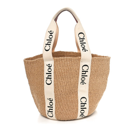 Chloe Raffia Large Woody Basket Bag White 1 of 10