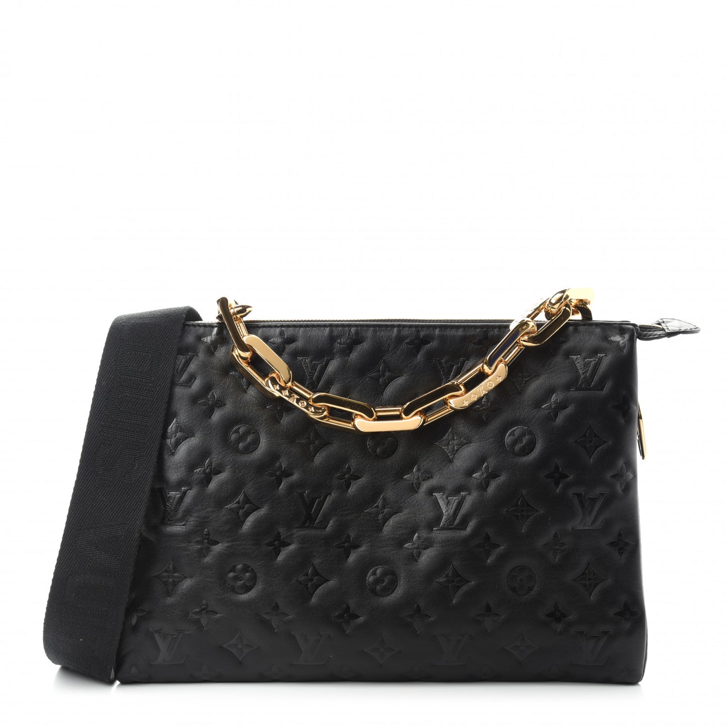 Lambskin Embossed Monogram Coussin MM Black