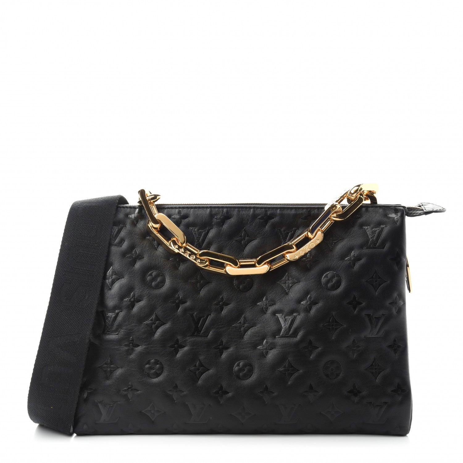 Louis Vuitton Lambskin Embossed Monogram Coussin MM Black 1 of 12