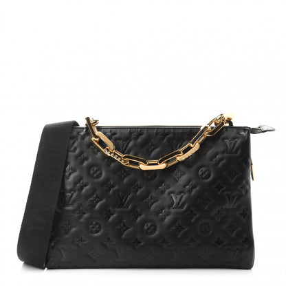 Louis Vuitton Lambskin Embossed Monogram Coussin MM Black 1 of 12