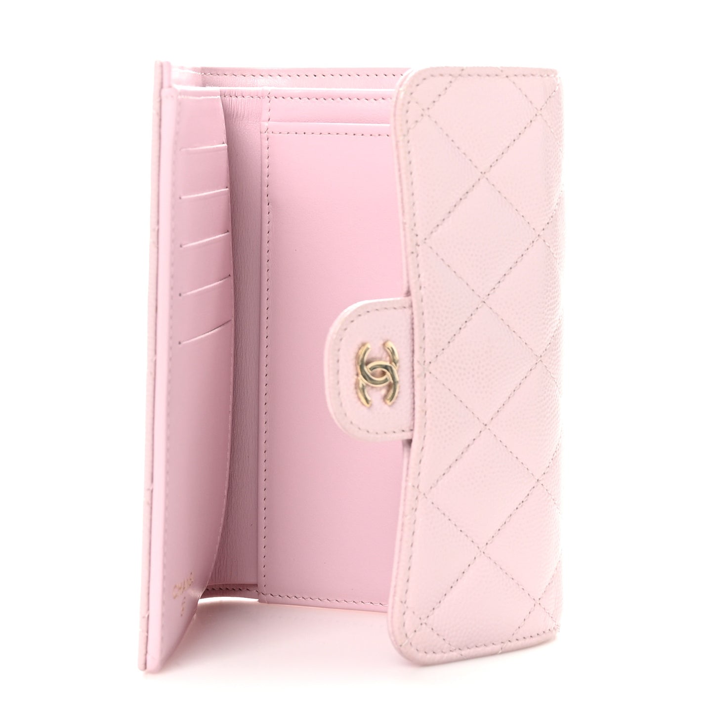Caviar Quilted Medium Flap Wallet Light Pink