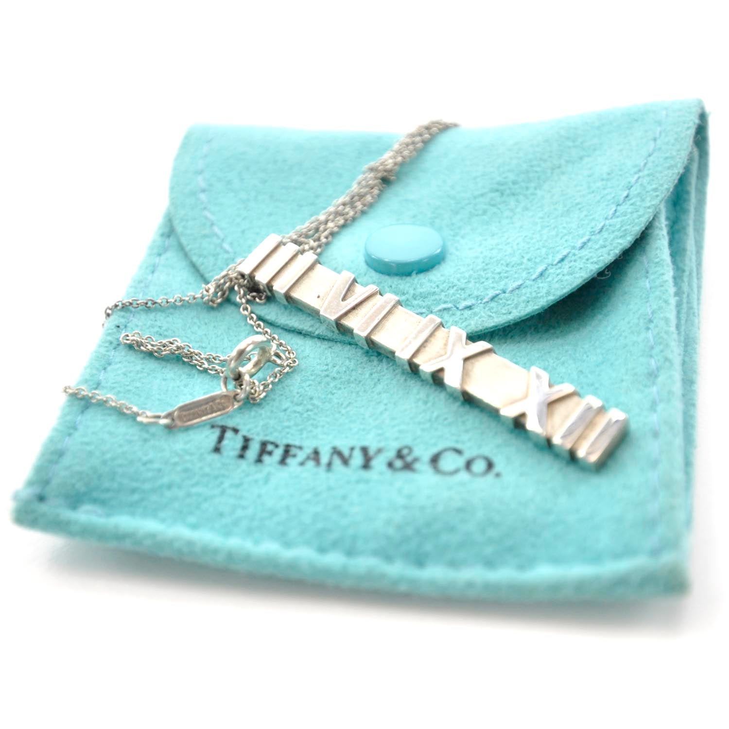 Tiffany Sterling Silver Atlas Bar Pendant Necklace 4 of 4