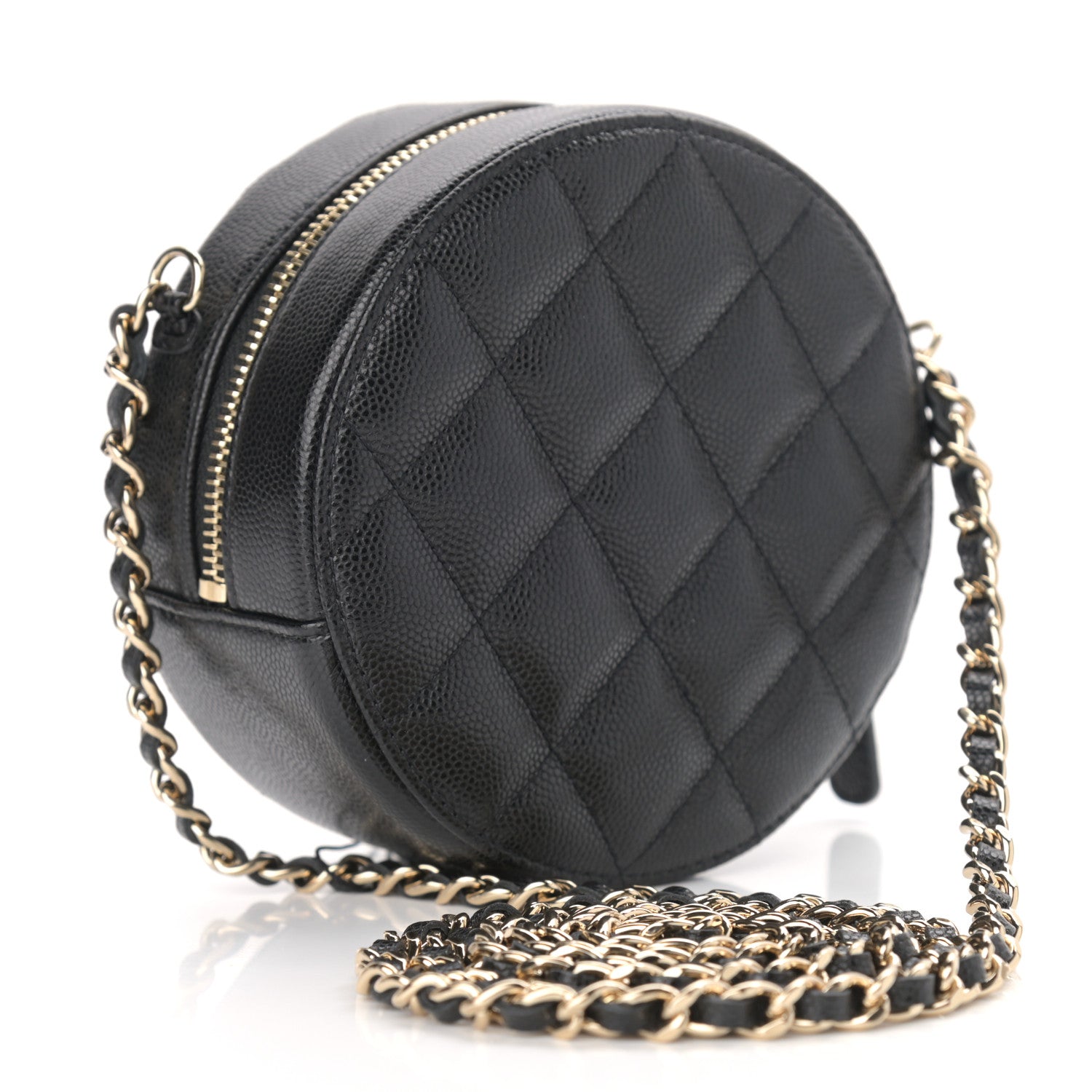 Chanel Caviar Quilted French New Wave Round Clutch With Chain Black 3 of 11