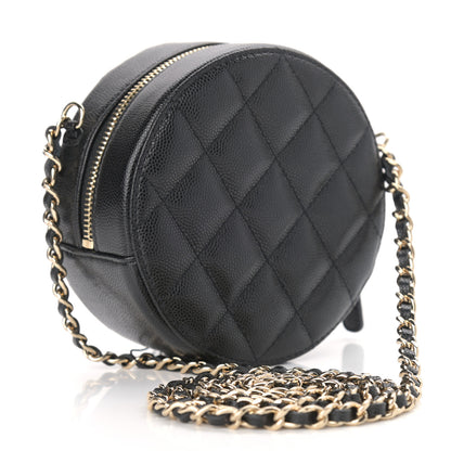 Chanel Caviar Quilted French New Wave Round Clutch With Chain Black 3 of 11