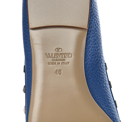 Valentino Garavani Pebbled Calfskin Rockstud Ballerina Flats 40 Baltique 7 of 13