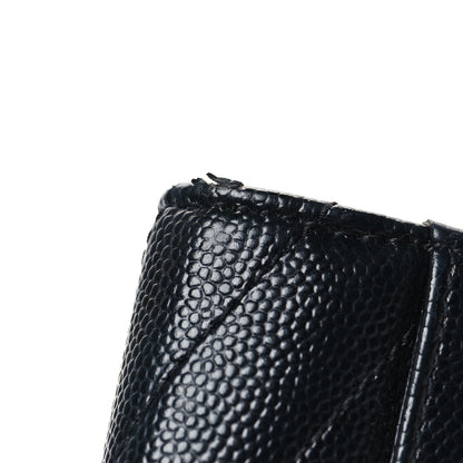 Saint Laurent Grain De Poudre Matelasse Chevron Monogram Compact Tri Fold Wallet Black 10 of 10