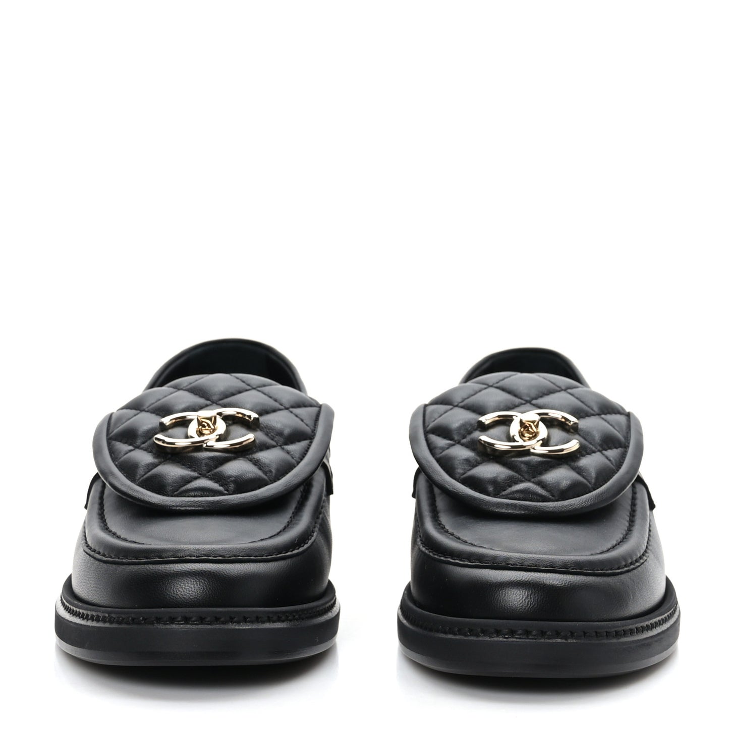 Lambskin Quilted CC Turnlock Loafers 39.5 Black