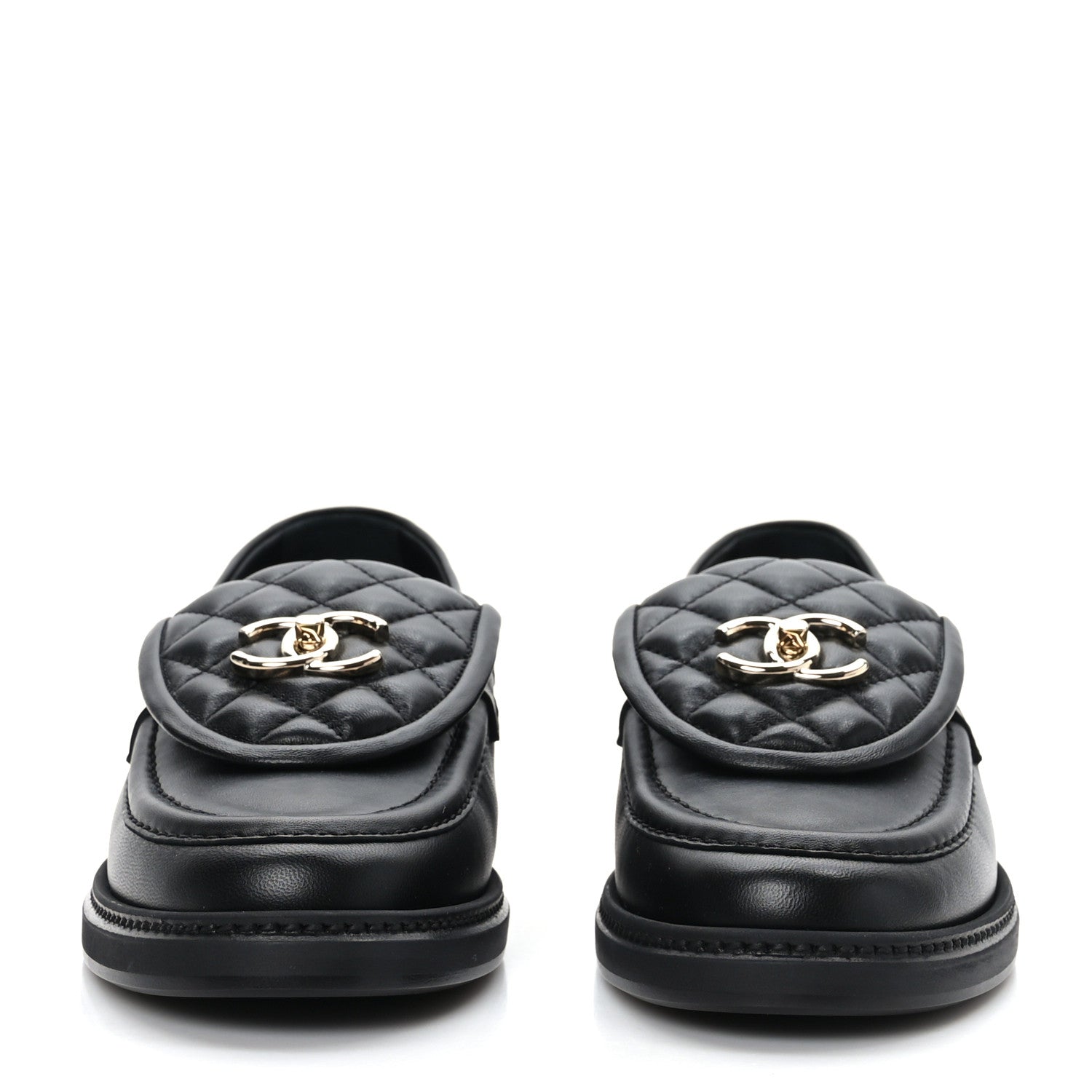 Chanel Lambskin Quilted CC Turnlock Loafers 39.5 Black 2 of 8