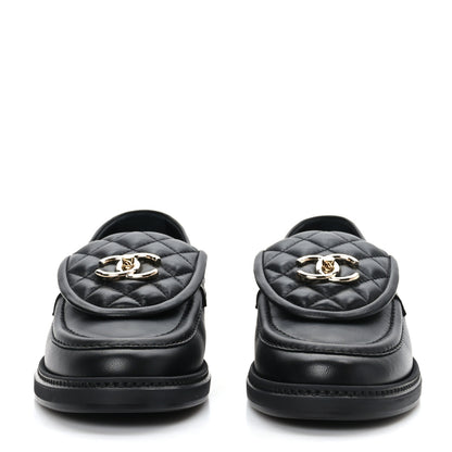 Chanel Lambskin Quilted CC Turnlock Loafers 39.5 Black 2 of 8