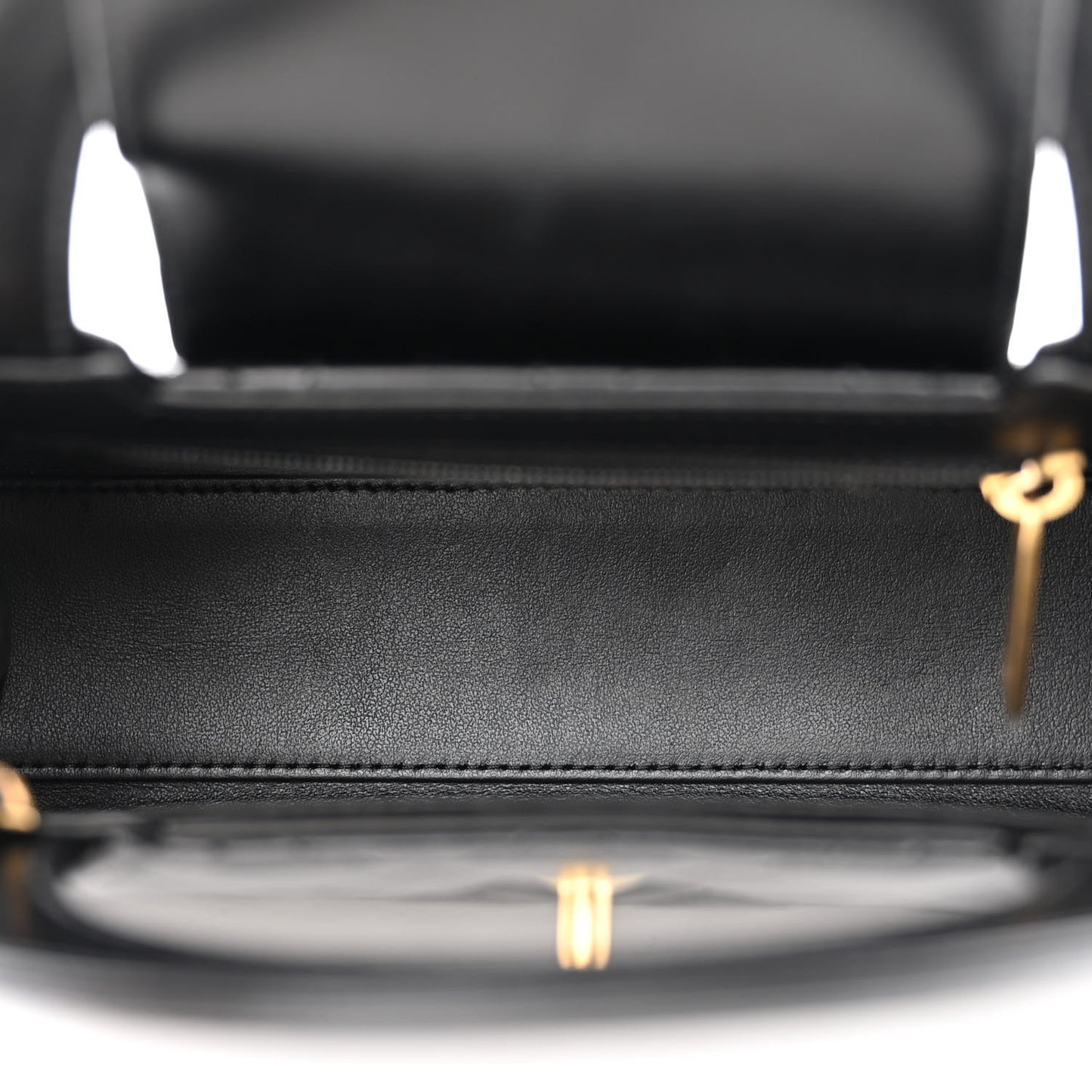 Shiny Aged Calfskin Quilted Nano Kelly Shopper Black