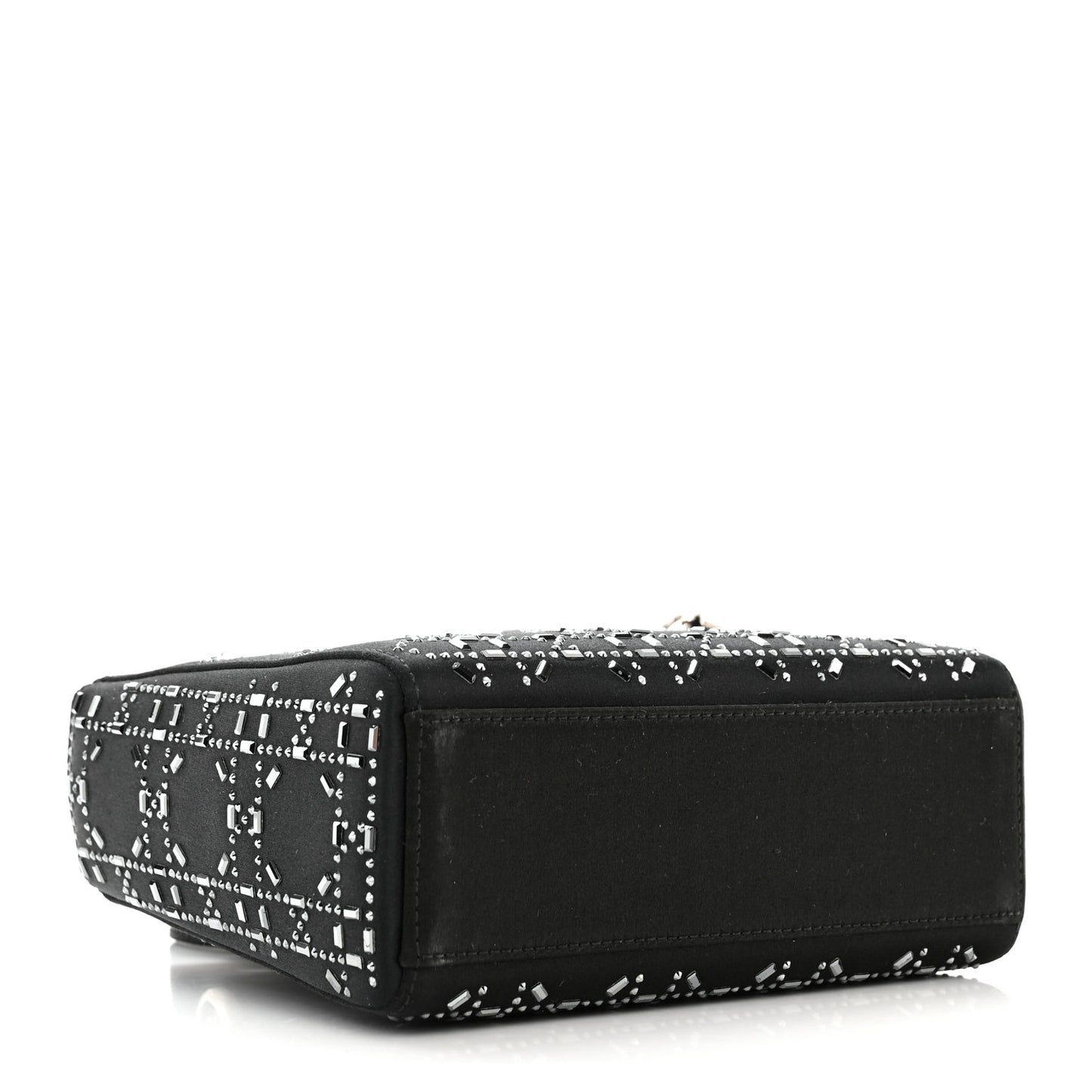 Satin Crystal Cannage Mini Lady Dior Black