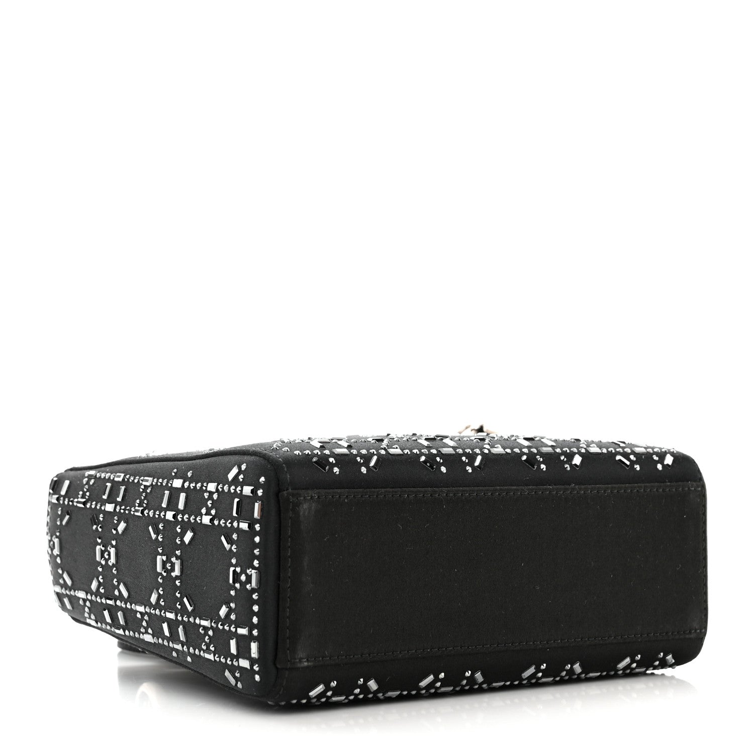 Christian Dior Satin Crystal Cannage Mini Lady Dior Black 4 of 9