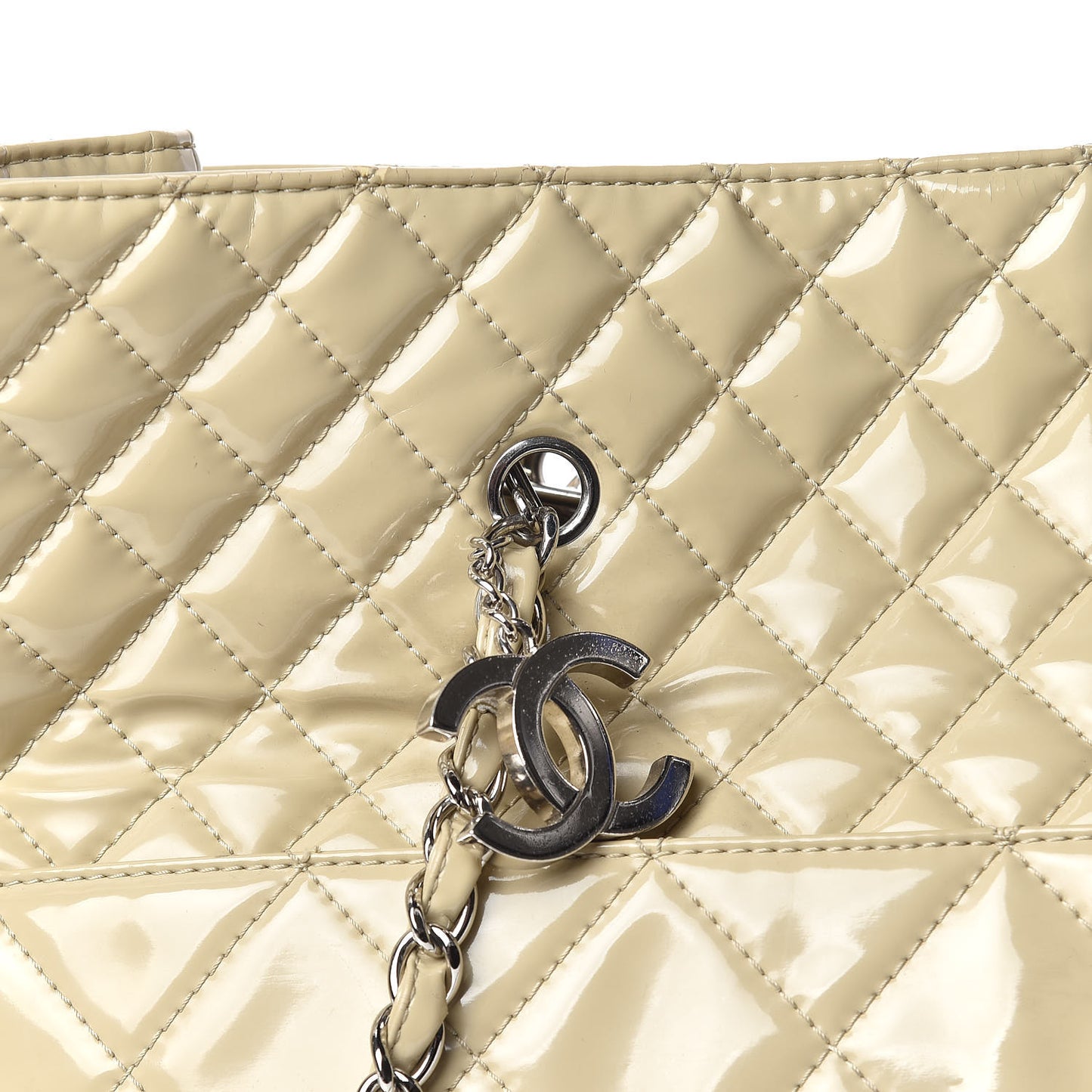 Vinyl Quilted Large In The Business Tote Beige