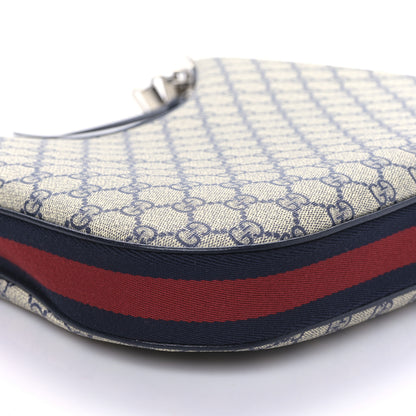Gucci GG Supreme Monogram Textured Calfskin Web Large Attache Shoulder Bag Beige Blue 7 of 8
