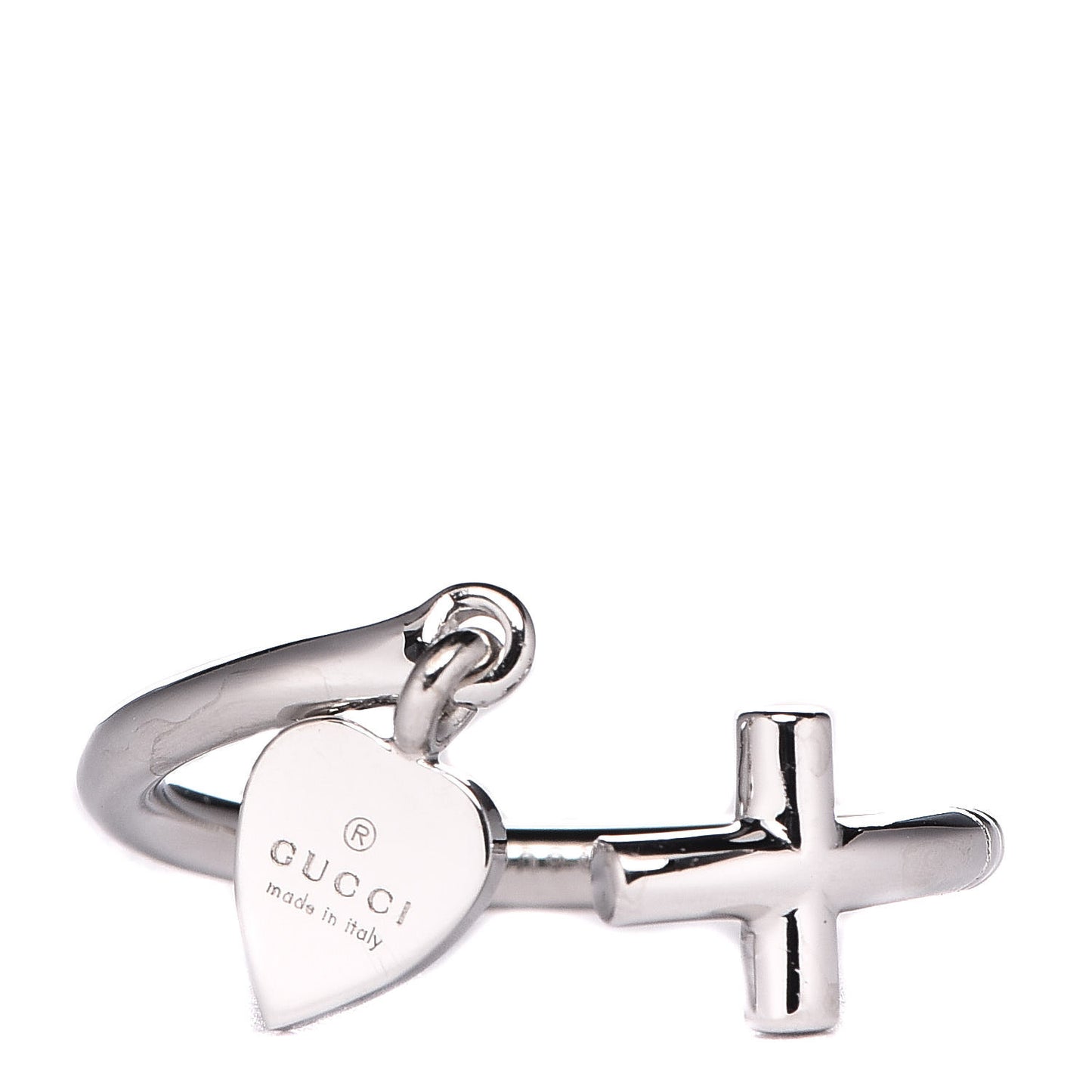 18K White Gold Cross and Heart Ring 54 6.75