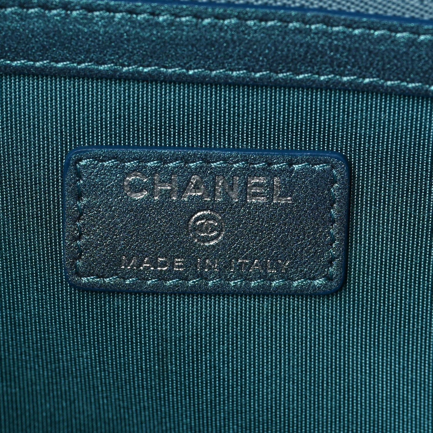 Chanel Iridescent Lambskin Quilted Large Cosmetic Case Turquoise 6 of 6