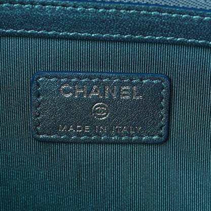 Chanel Iridescent Lambskin Quilted Large Cosmetic Case Turquoise 6 of 6