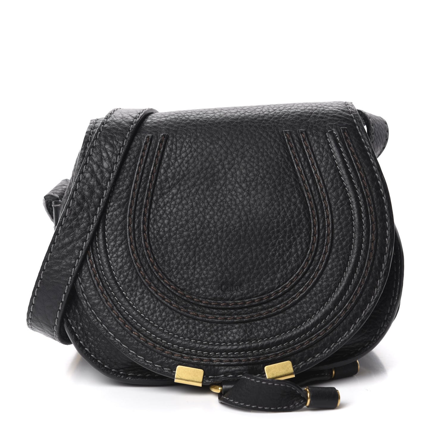 Calfskin Mini Marcie Round Crossbody Bag Black