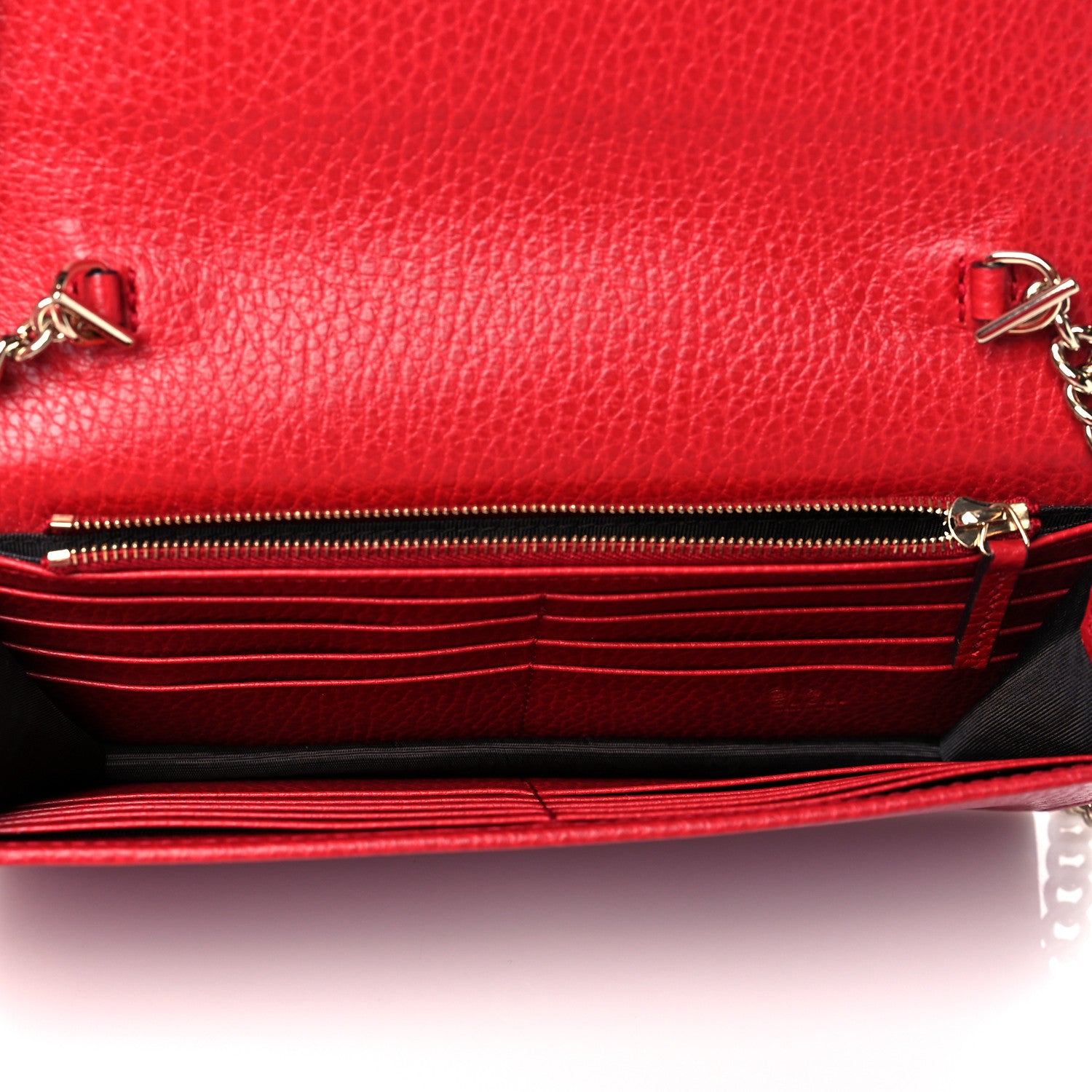 Gucci Dollar Calfskin Interlocking G Chain Wallet Red 5 of 10