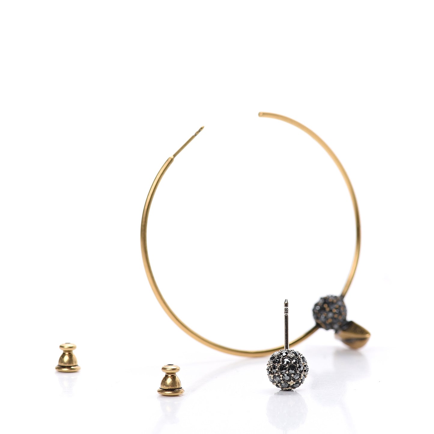 Crystal Metal Lips Hoop Earrings Aged Gold