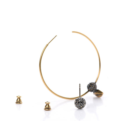 Christian Dior Crystal Metal Lips Hoop Earrings Aged Gold 3 of 4