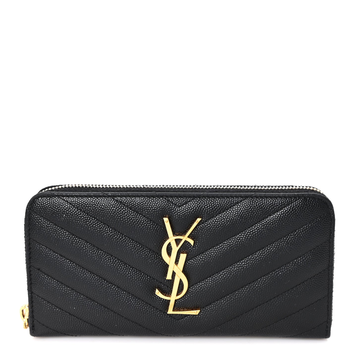 Grain De Poudre Matelasse Chevron Monogram Zip Around Wallet Black