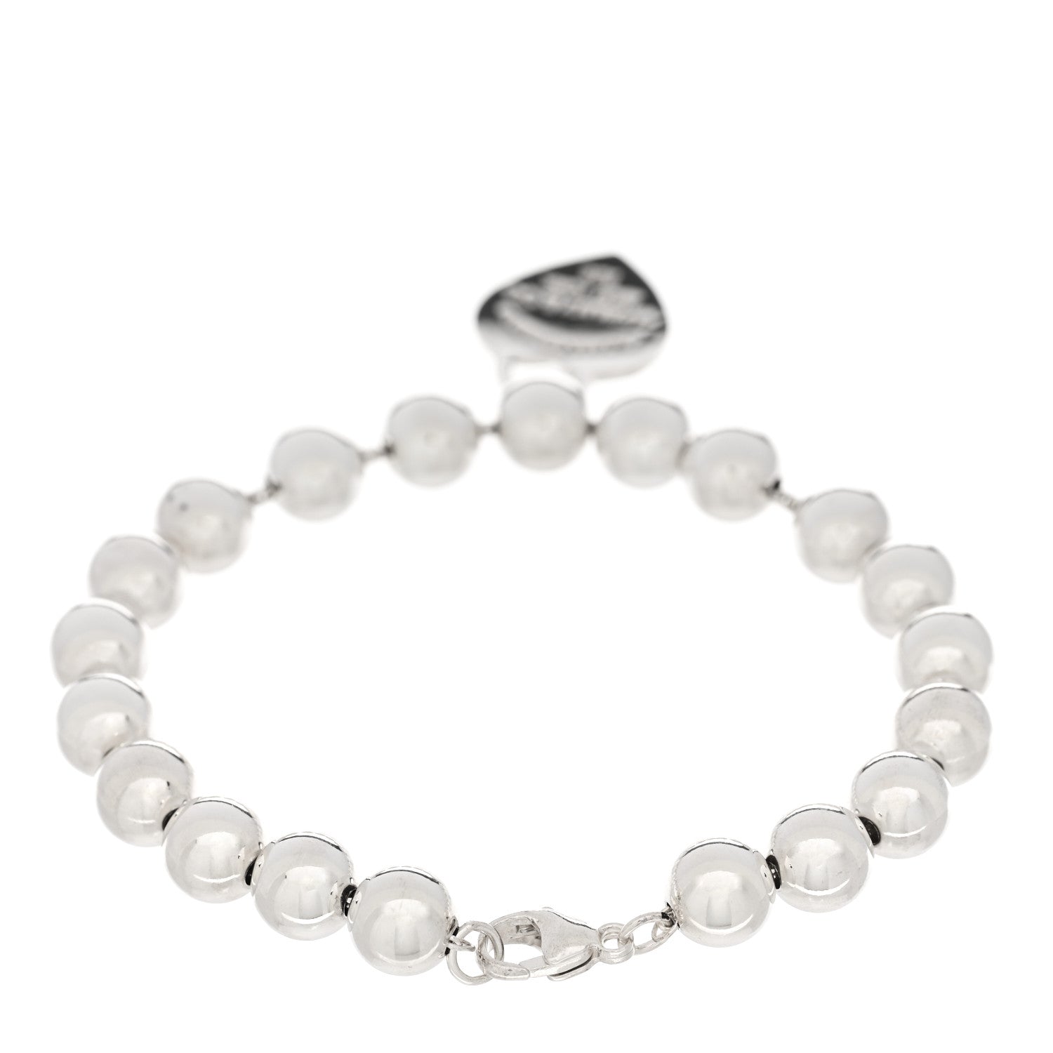 Tiffany Sterling Silver 8mm Return To Tiffany Heart Tag Bead Bracelet 2 of 4