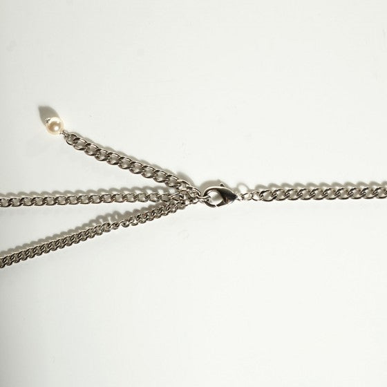 Pearl CC Multi Strand Necklace Silver