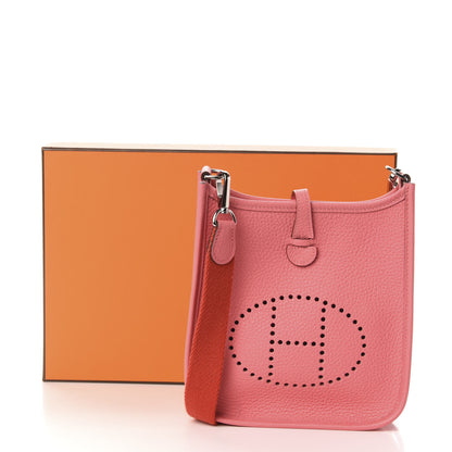 Hermes Taurillon Clemence Amazone Evelyne TPM Rose Azalee Rouge Pivoine 11 of 11