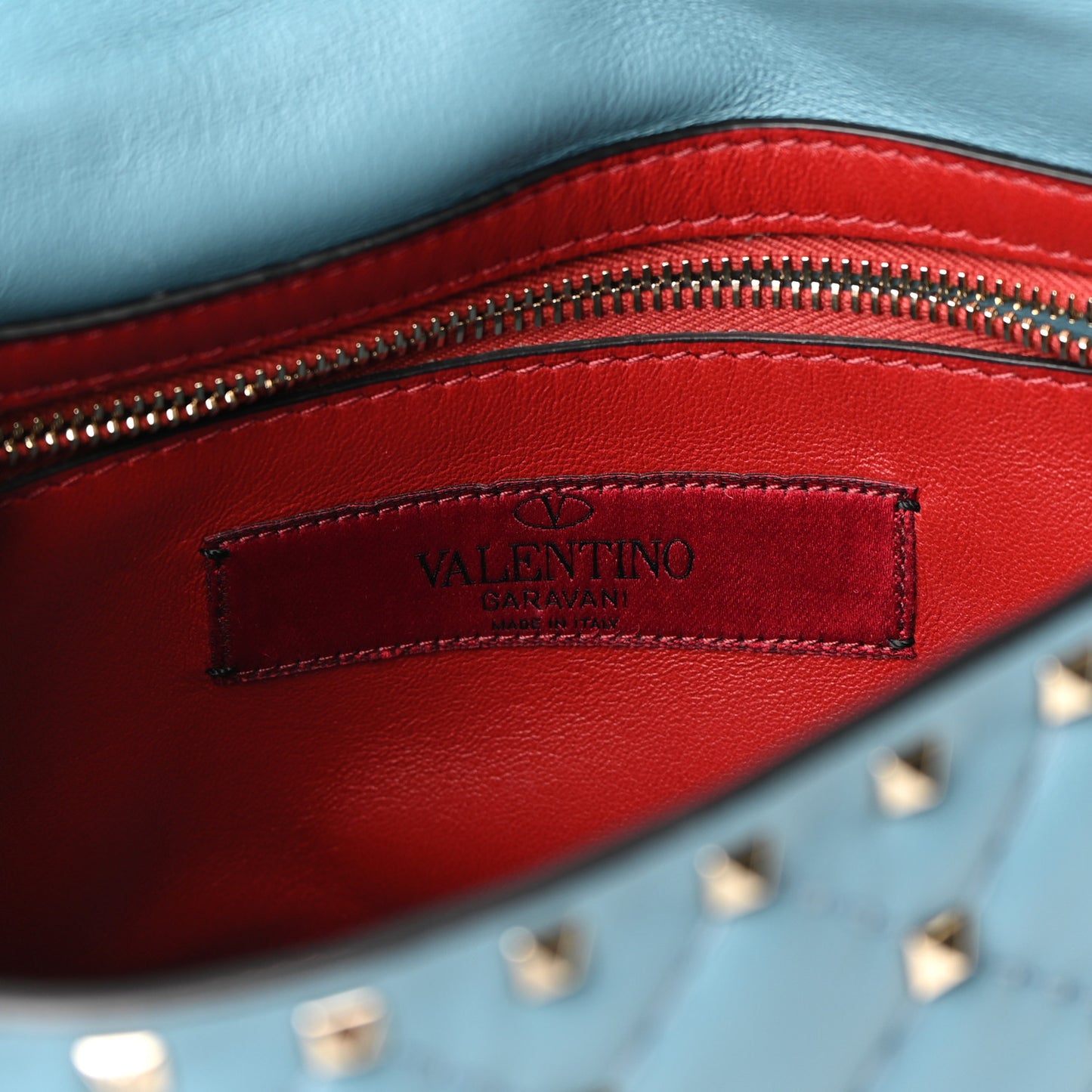 Nappa Medium Rockstud Spike Shoulder Bag Blue