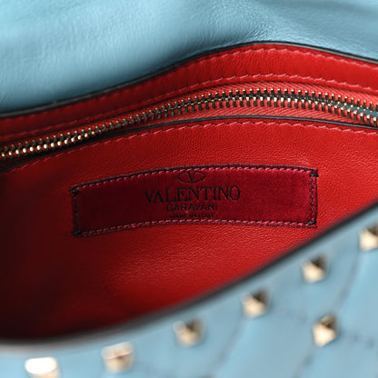 Valentino Garavani Nappa Medium Rockstud Spike Shoulder Bag Blue 6 of 9
