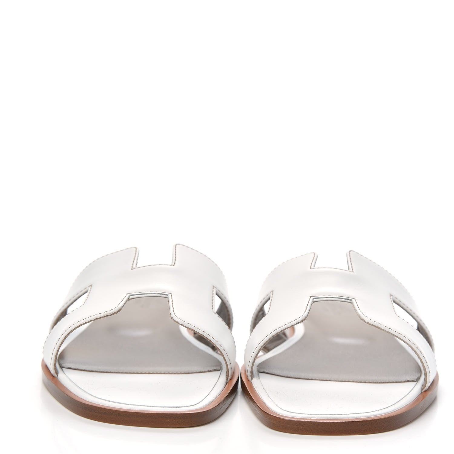 Hermes Box Calfskin Oran Sandals 39 White 2 of 9