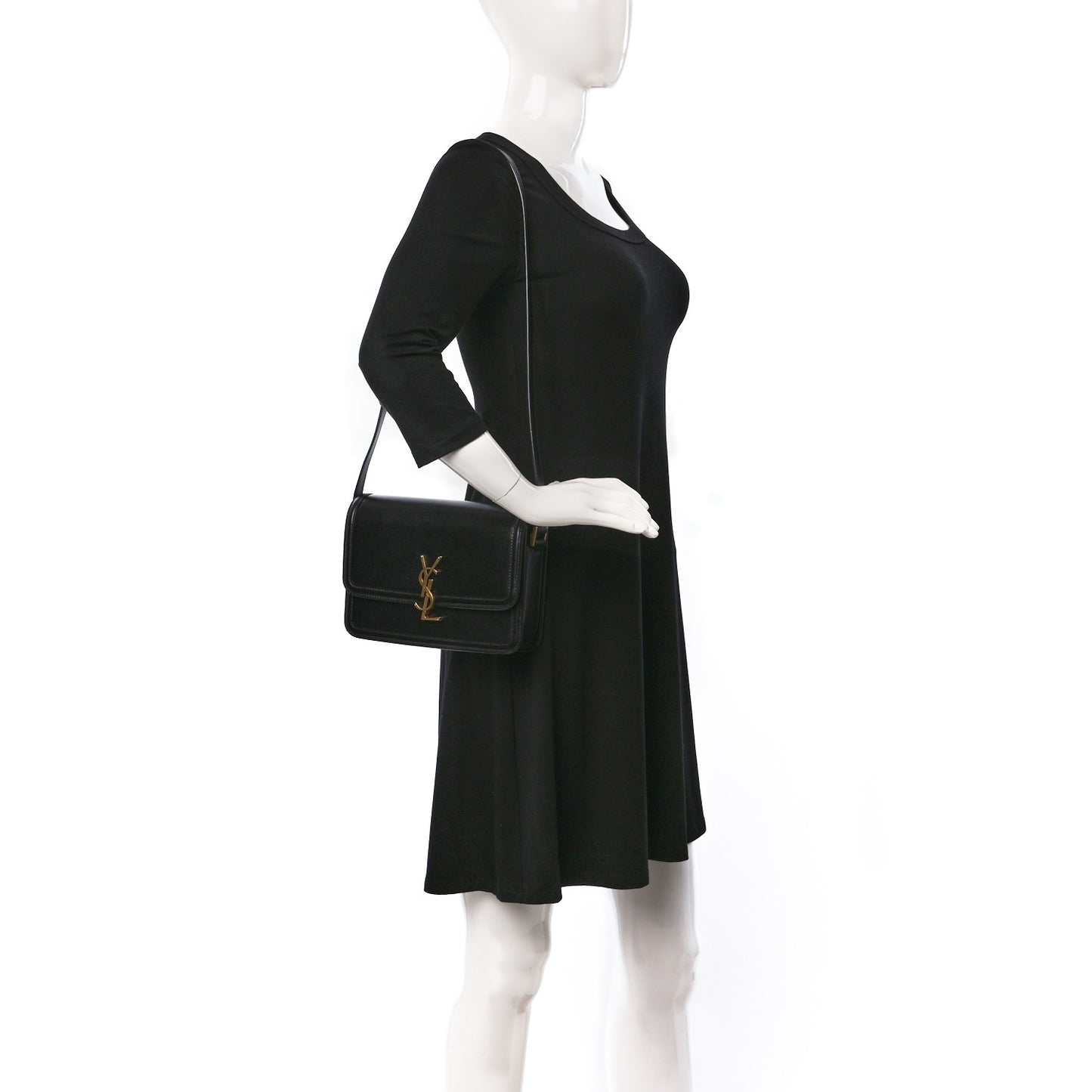 Box Calfskin Monogram Medium Solferino Satchel Black