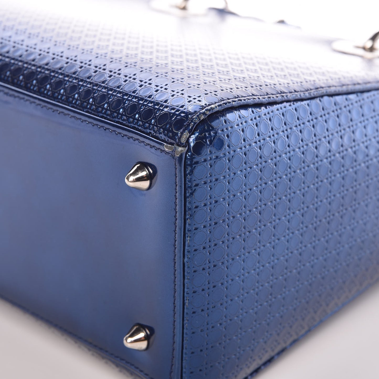 Metallic Patent Micro-Cannage Medium Lady Dior Blue