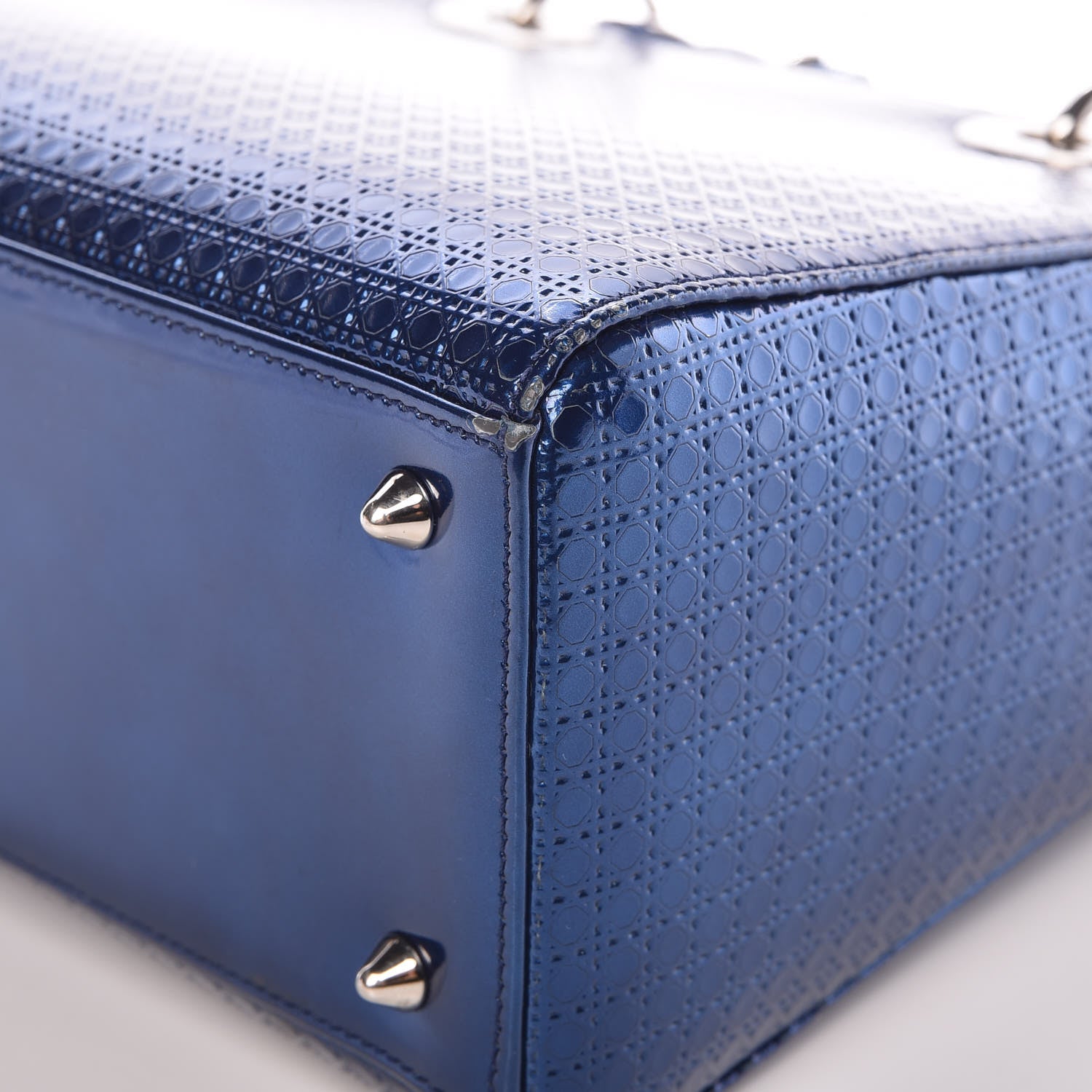 Christian Dior Metallic Patent Micro-Cannage Medium Lady Dior Blue 17 of 17