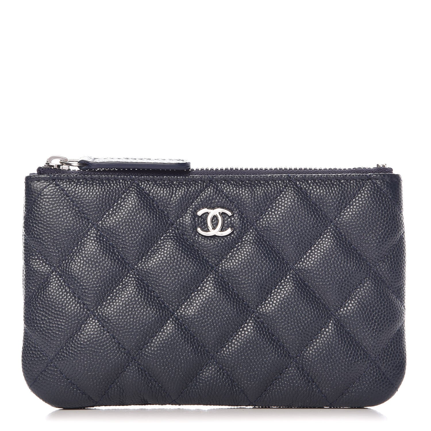 Chanel Metallic Caviar Quilted Small Cosmetic Case Dark Blue 1 of 8