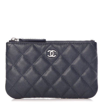 Chanel Metallic Caviar Quilted Small Cosmetic Case Dark Blue 1 of 8