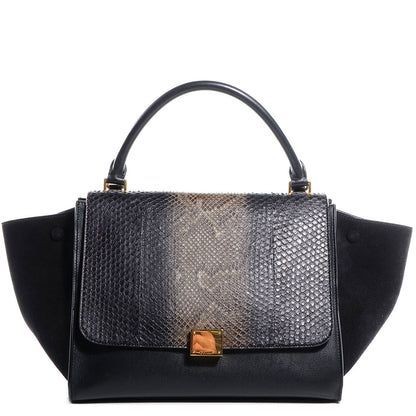 Celine Python Suede Medium Trapeze Black 1 of 9