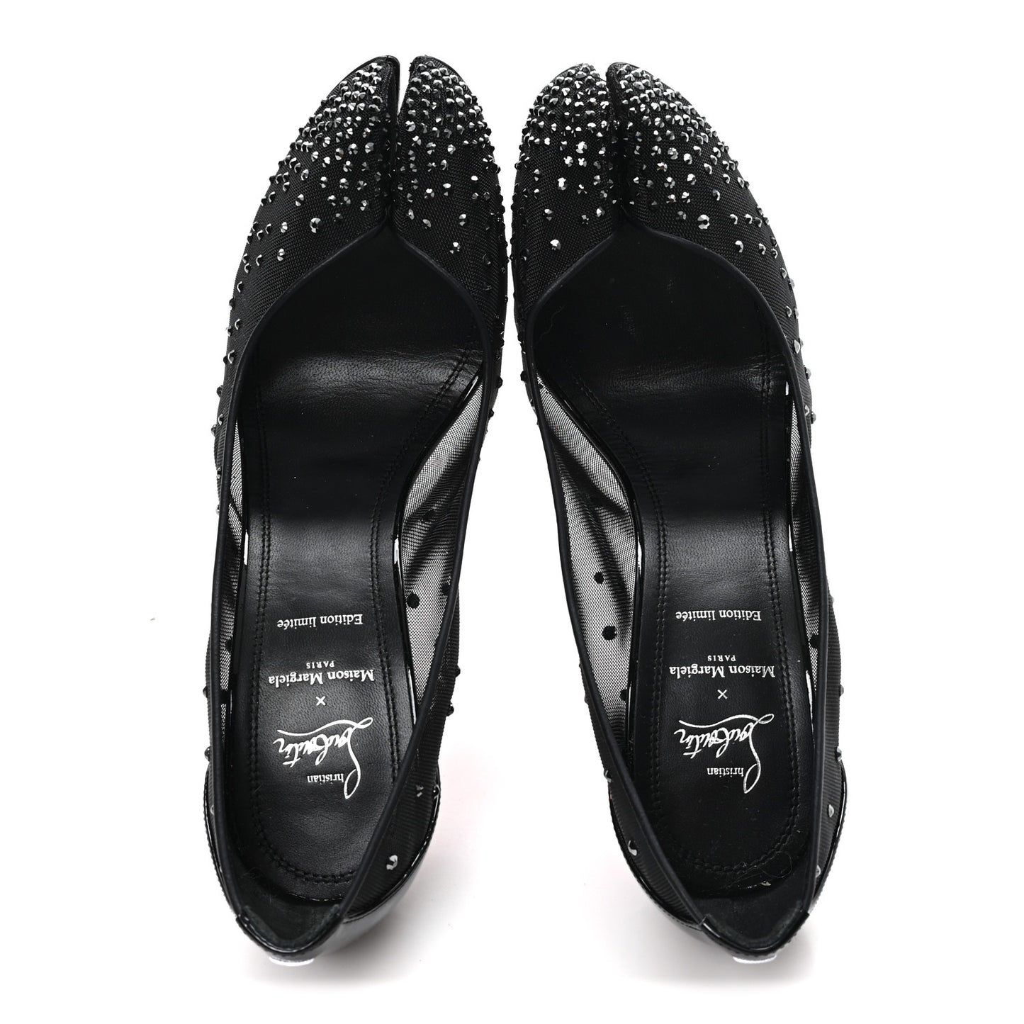 X MAISON MARGIELA Rete Patent Strass Bridiela Una 100 Pumps 39 Black