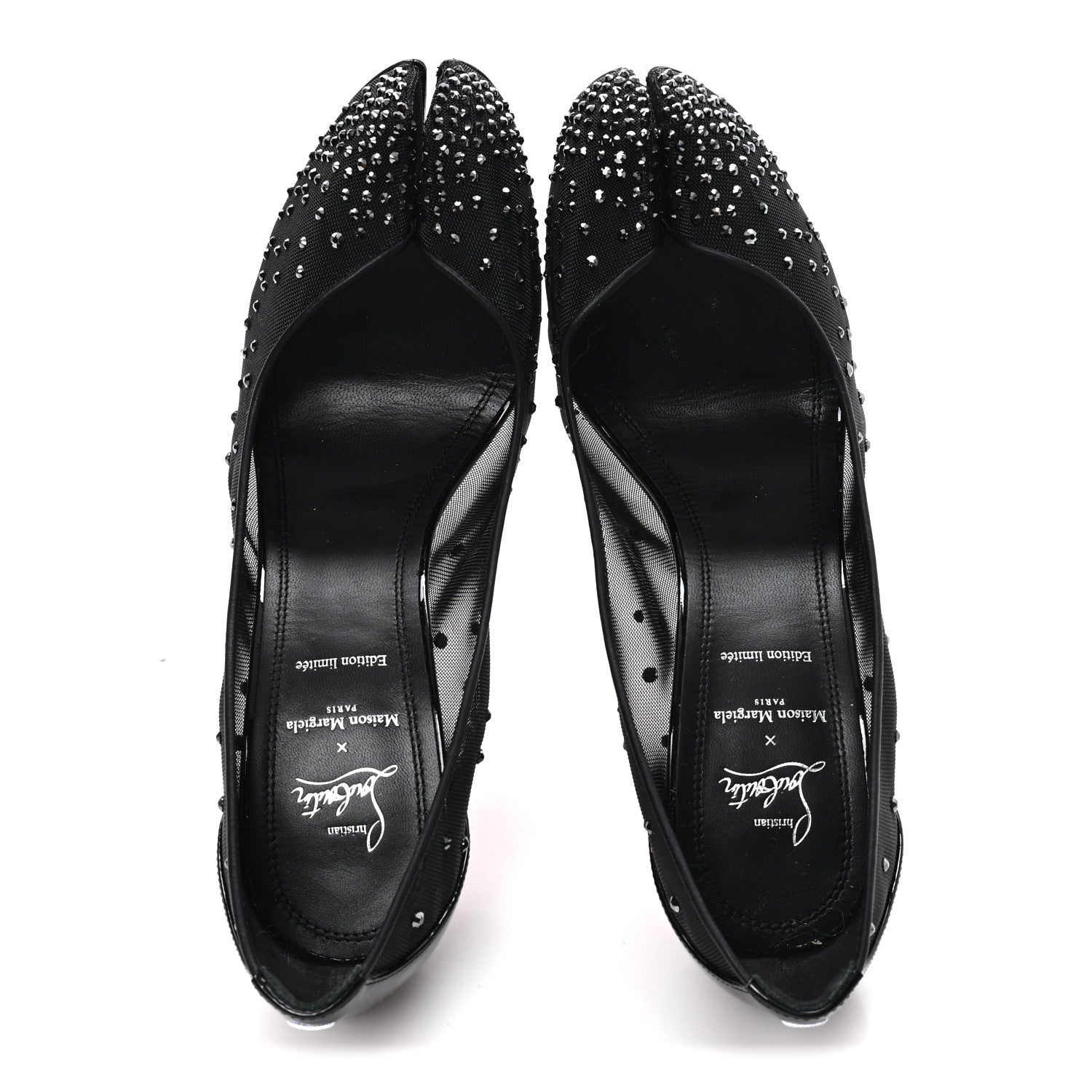 Christian Louboutin X MAISON MARGIELA Rete Patent Strass Bridiela Una 100 Pumps 39 Black 2 of 9