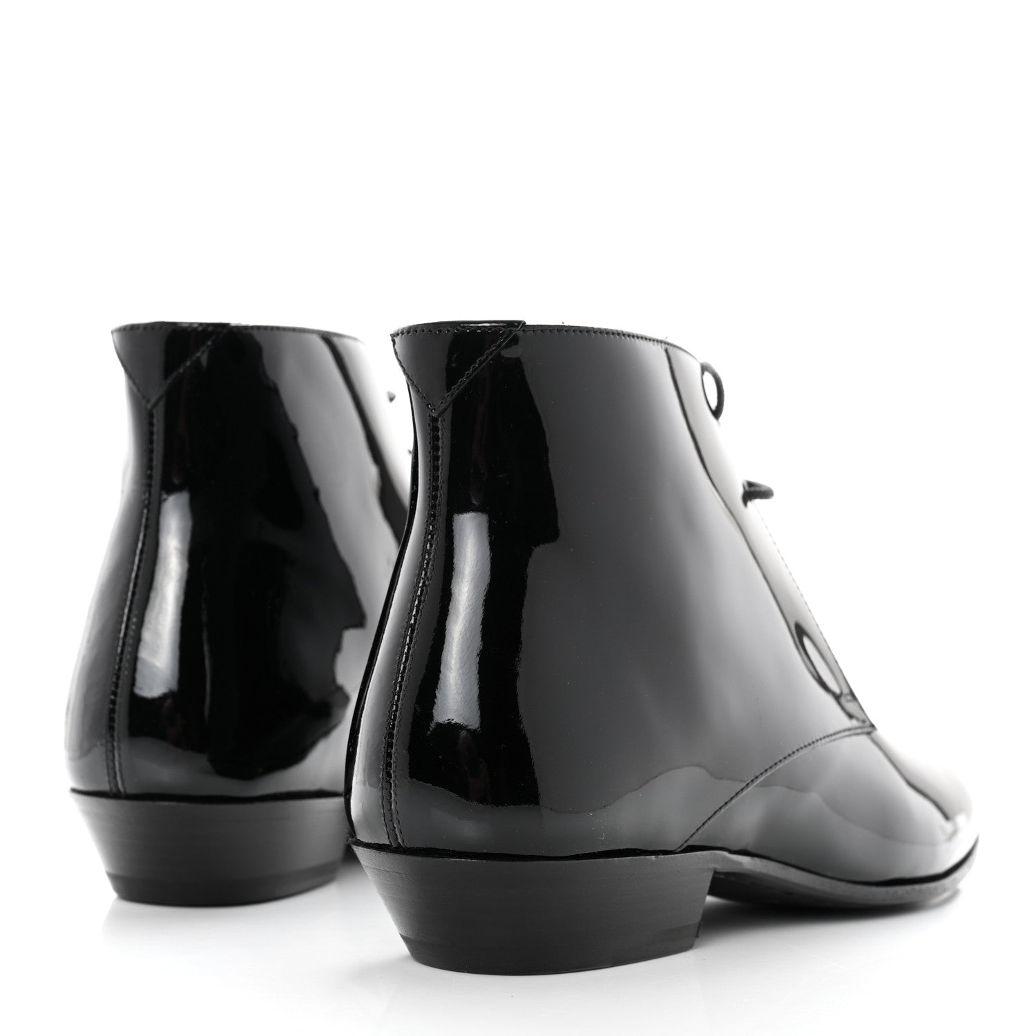Saint Laurent Patent Calfskin Joan Ankle Boots 37 Black 4 of 9