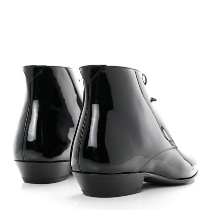 Saint Laurent Patent Calfskin Joan Ankle Boots 37 Black 4 of 9