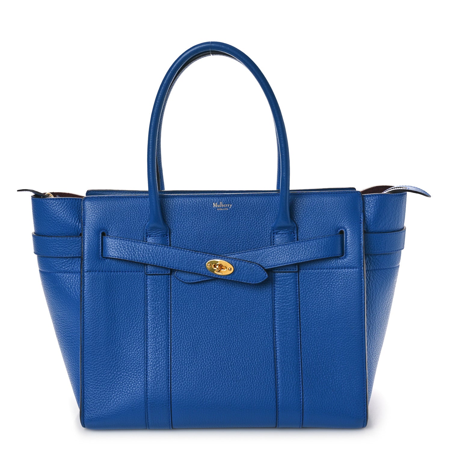 Mulberry Classic Grain Small Bayswater Zip Tote Porcelain Blue 1 of 9