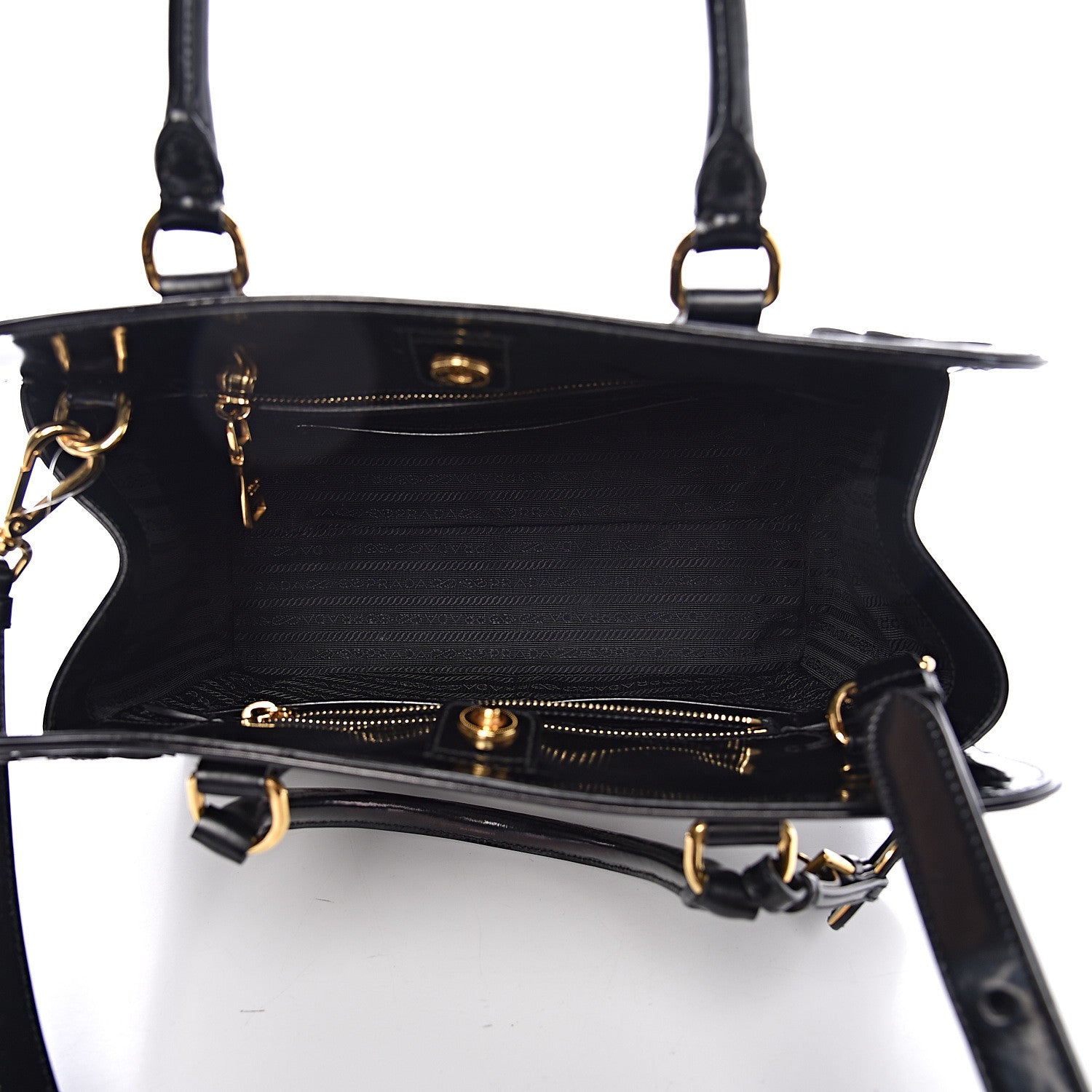 Prada Spazzolato Floral Shopper Black White 6 of 21