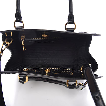 Prada Spazzolato Floral Shopper Black White 6 of 21