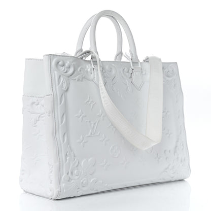 Louis Vuitton Calfskin LV Ornament Sac Plat 24H Optic White 2 of 16