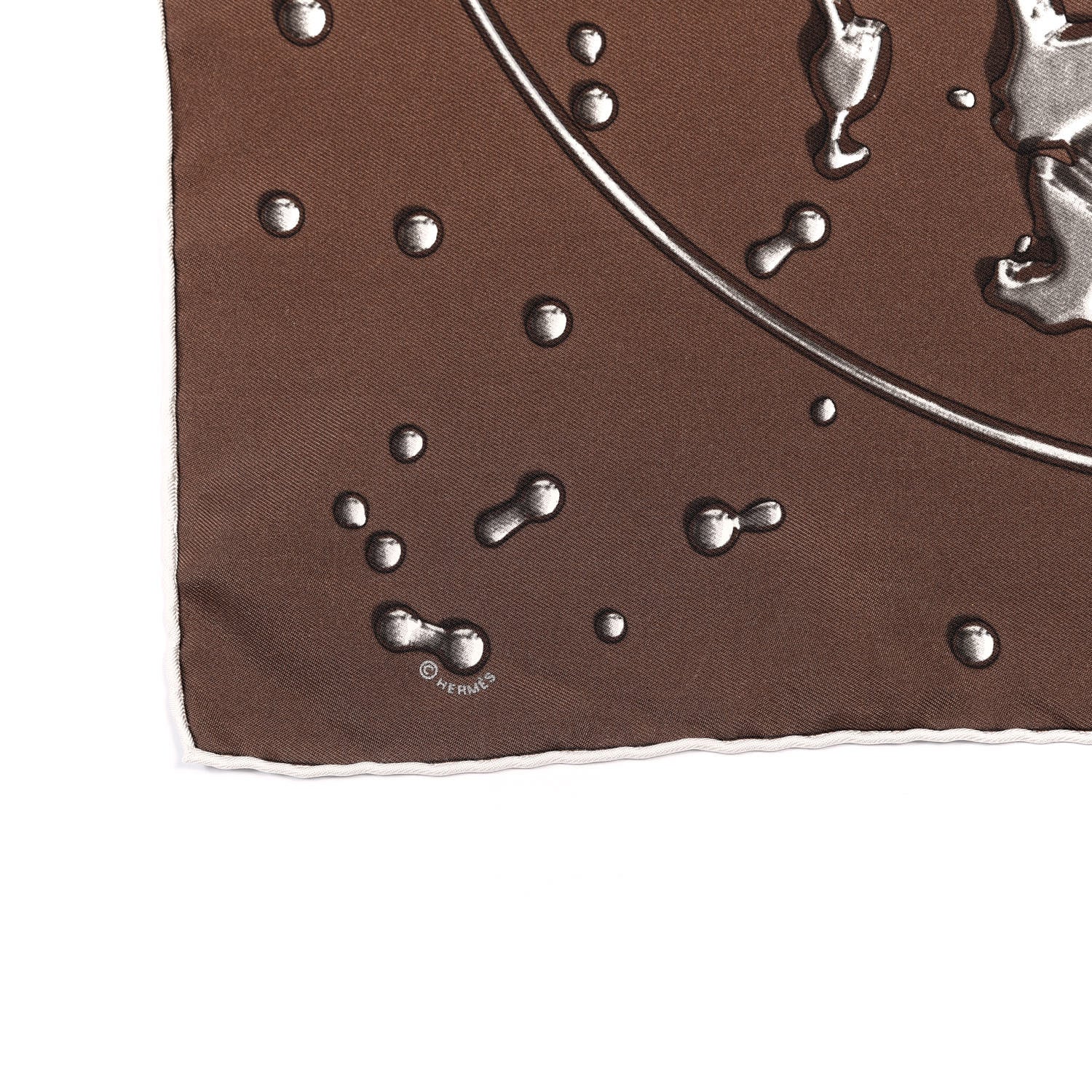 Hermes Silk Vif Argent Pocket Square Chocolate 6 of 6