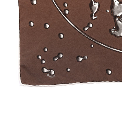 Hermes Silk Vif Argent Pocket Square Chocolate 6 of 6